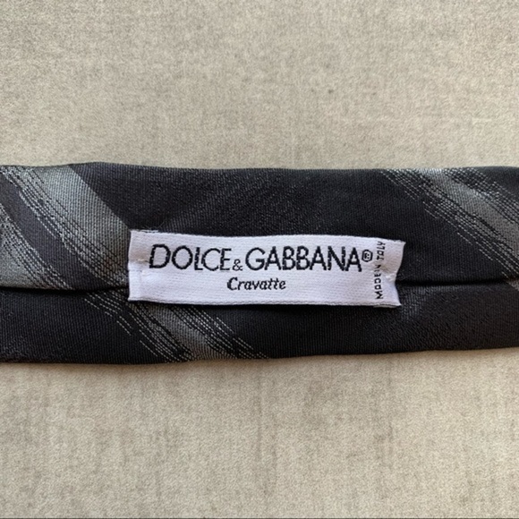 Dolce & Gabbana Gunmetal Grey & Black Silk Tie - Picture 5 of 8